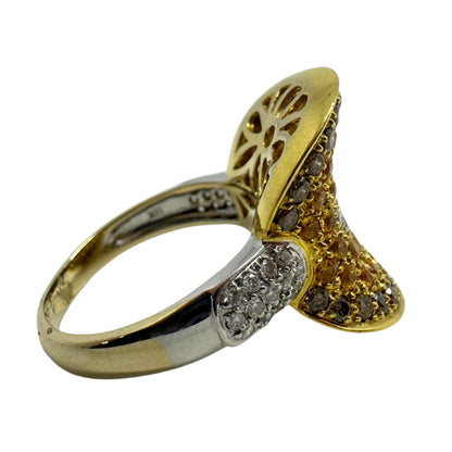 18K Two Tone MultiColor Diamond Cocktail Ring