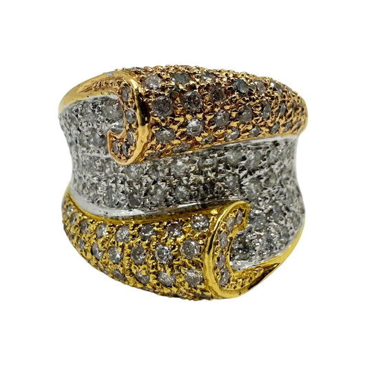 18K Gold Diamond Wide Band Ring
