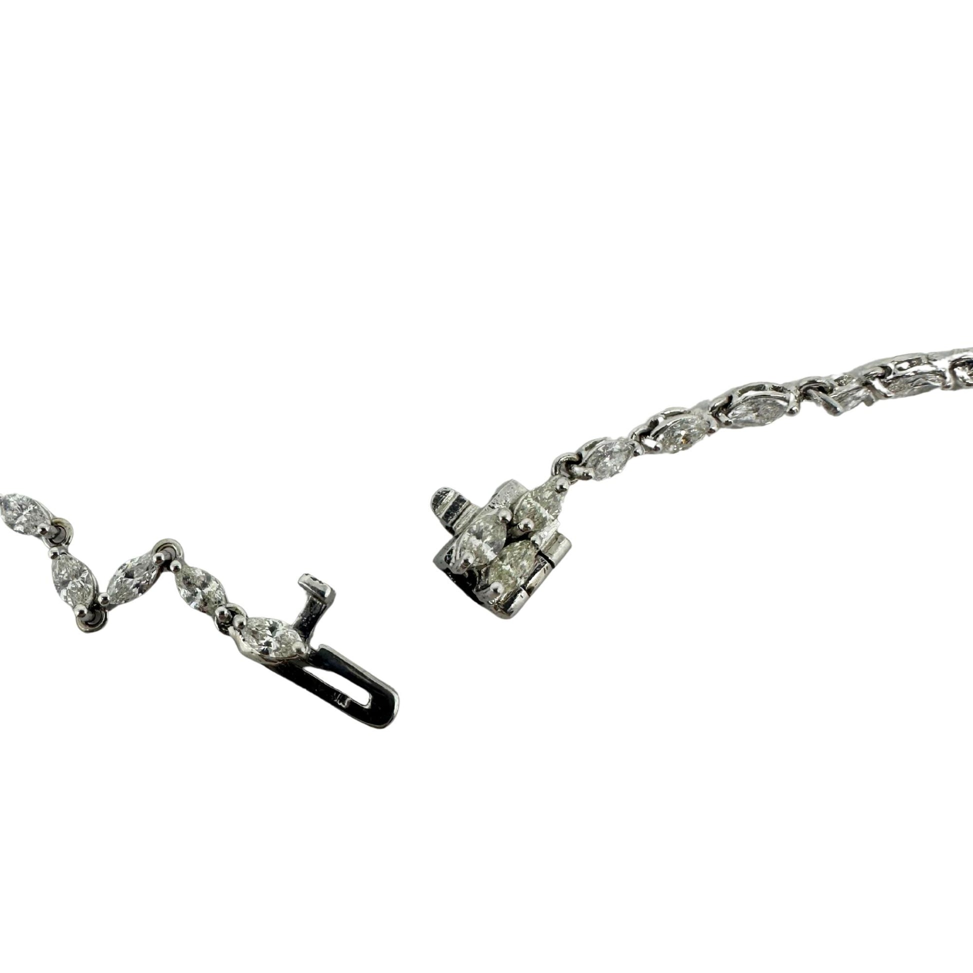 18K White Gold Marquise and Pear Cut Diamond Lariat Necklace