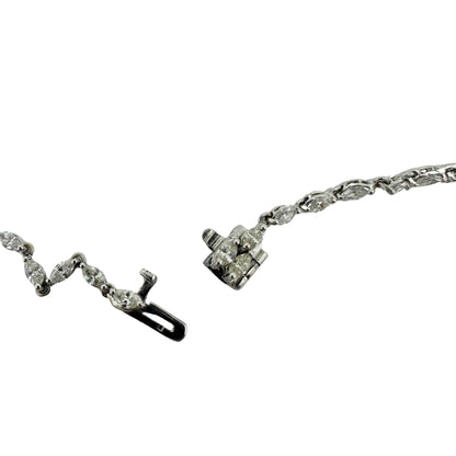 18K White Gold Marquise and Pear Cut Diamond Lariat Necklace
