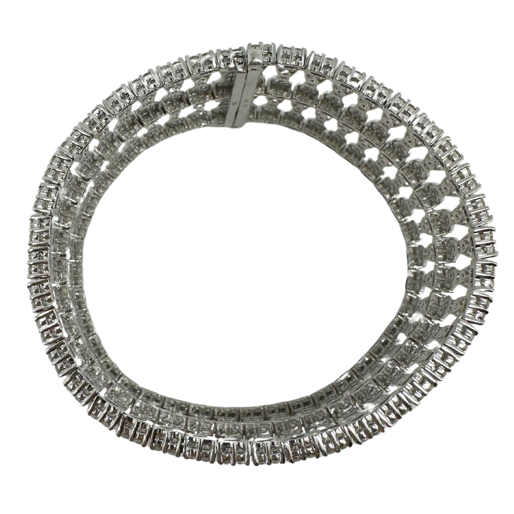 18K White Gold 9.48 Carat Diamond Bracelet - 7 inches