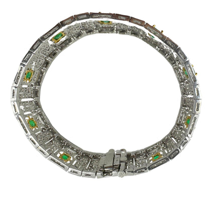 18K Two Tone Diamond and Emerald Openwork Bracelet