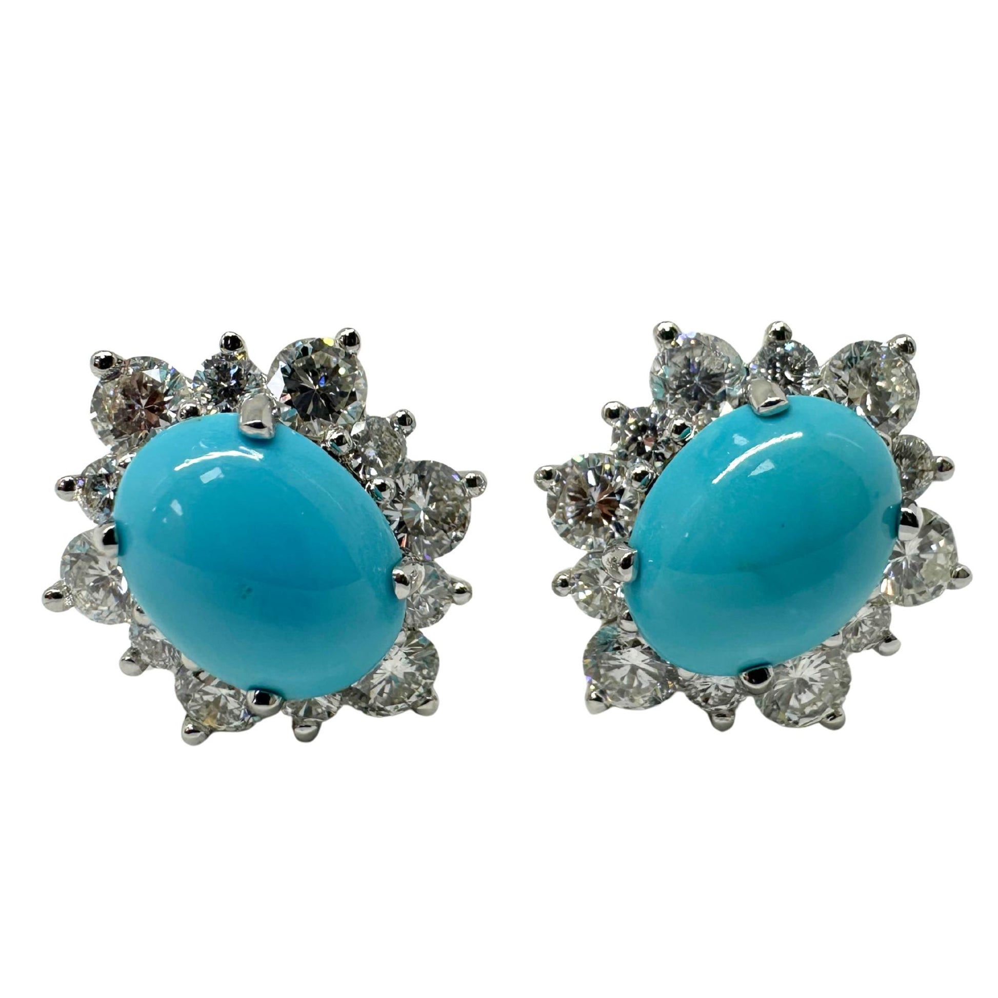 Platinum Turquoise and Diamond Earrings