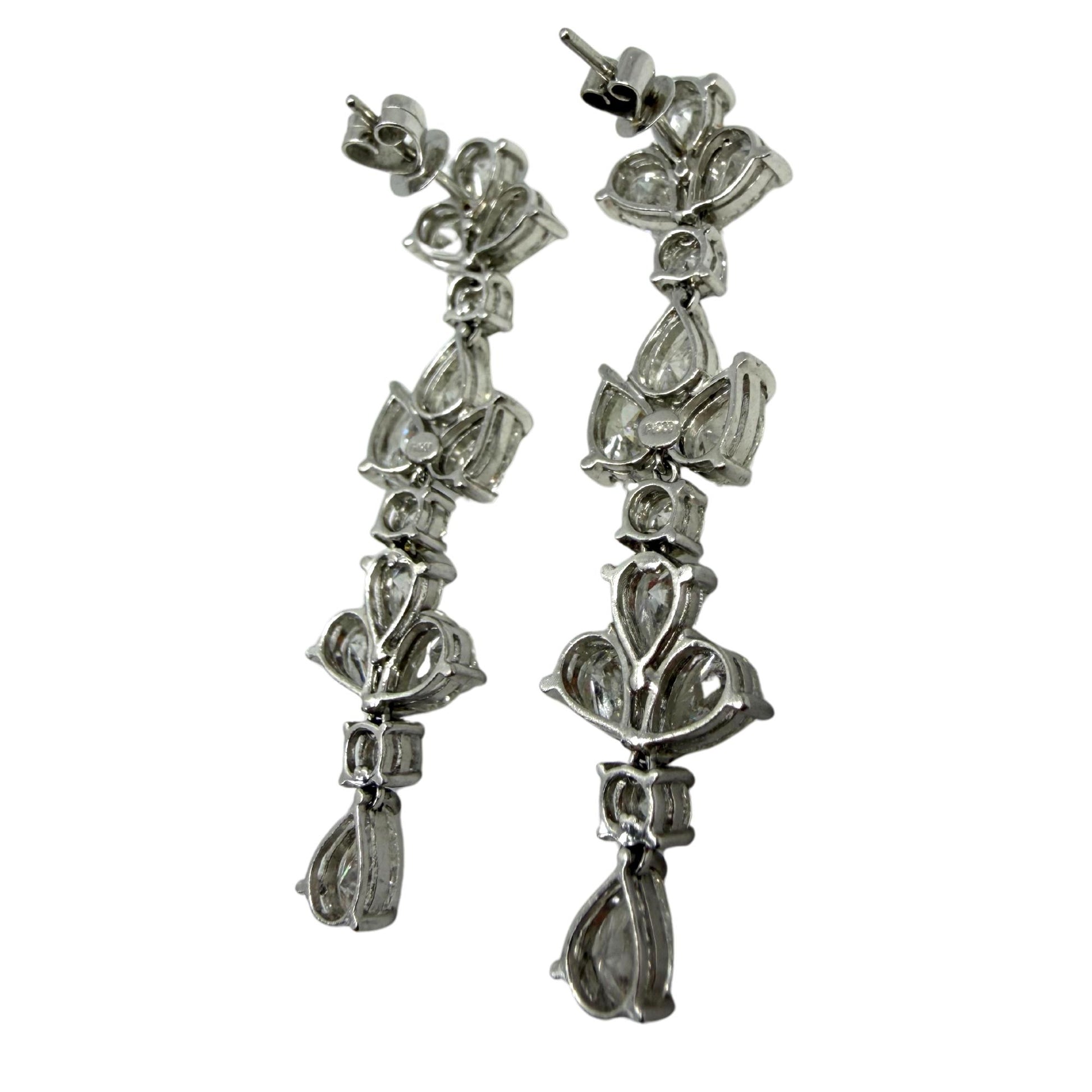 Platinum 11.86 Carat Pear Cut Diamond Drop Earrings