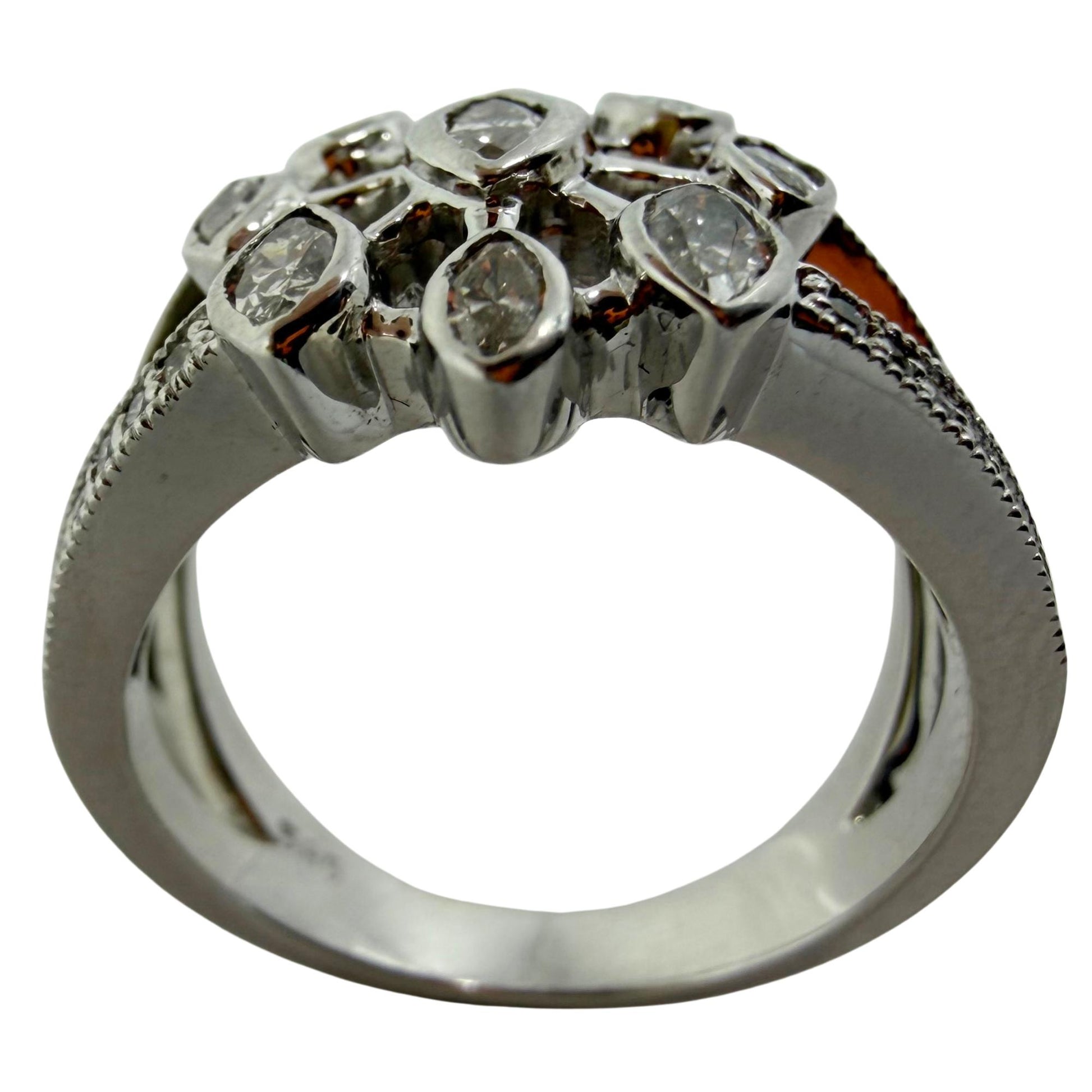 14K White Gold .93 Carat Marquise Cut Diamond Band Ring