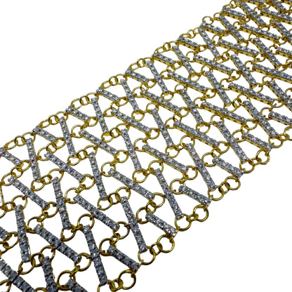 18K Yellow Gold Diamond Lattice Bracelet - 7 inches