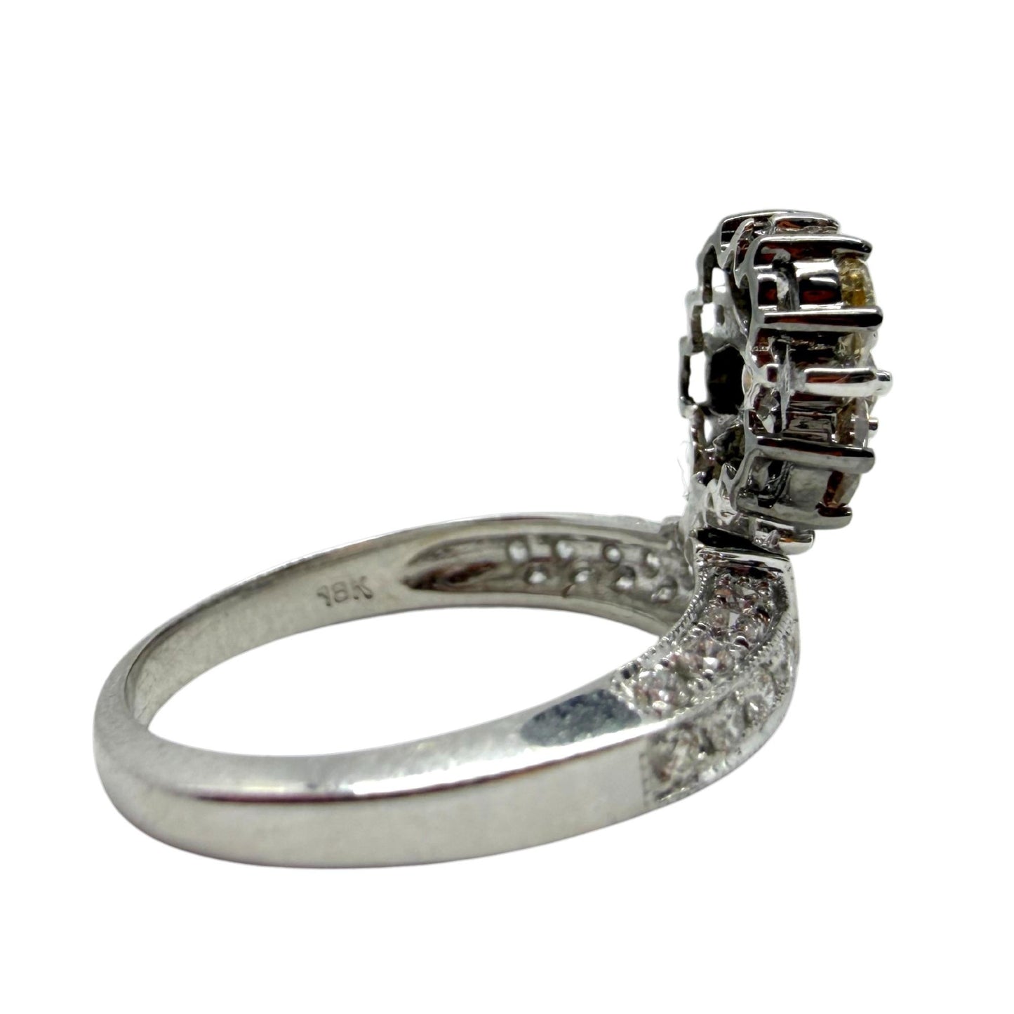 18k White Gold White and Brown Diamond Tiara Ring