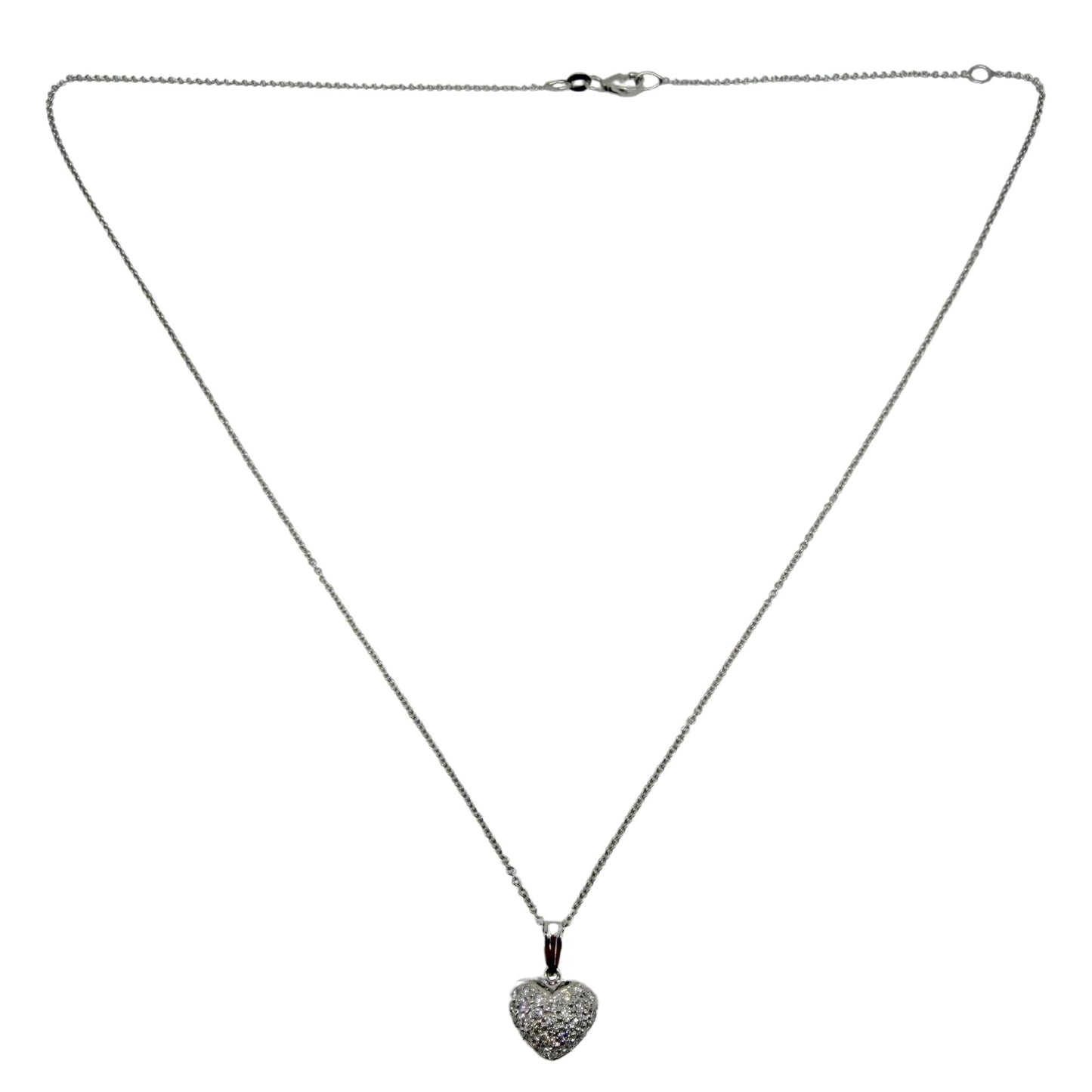 18K White Gold .58 Carat Diamond Heart Pendant Necklace