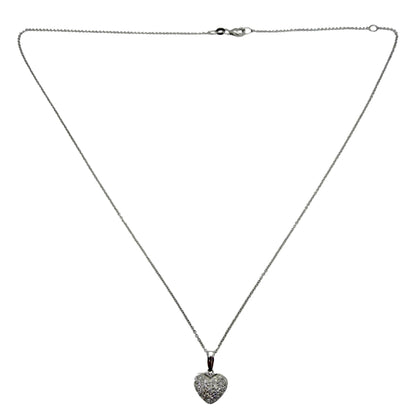 18K White Gold .58 Carat Diamond Heart Pendant Necklace