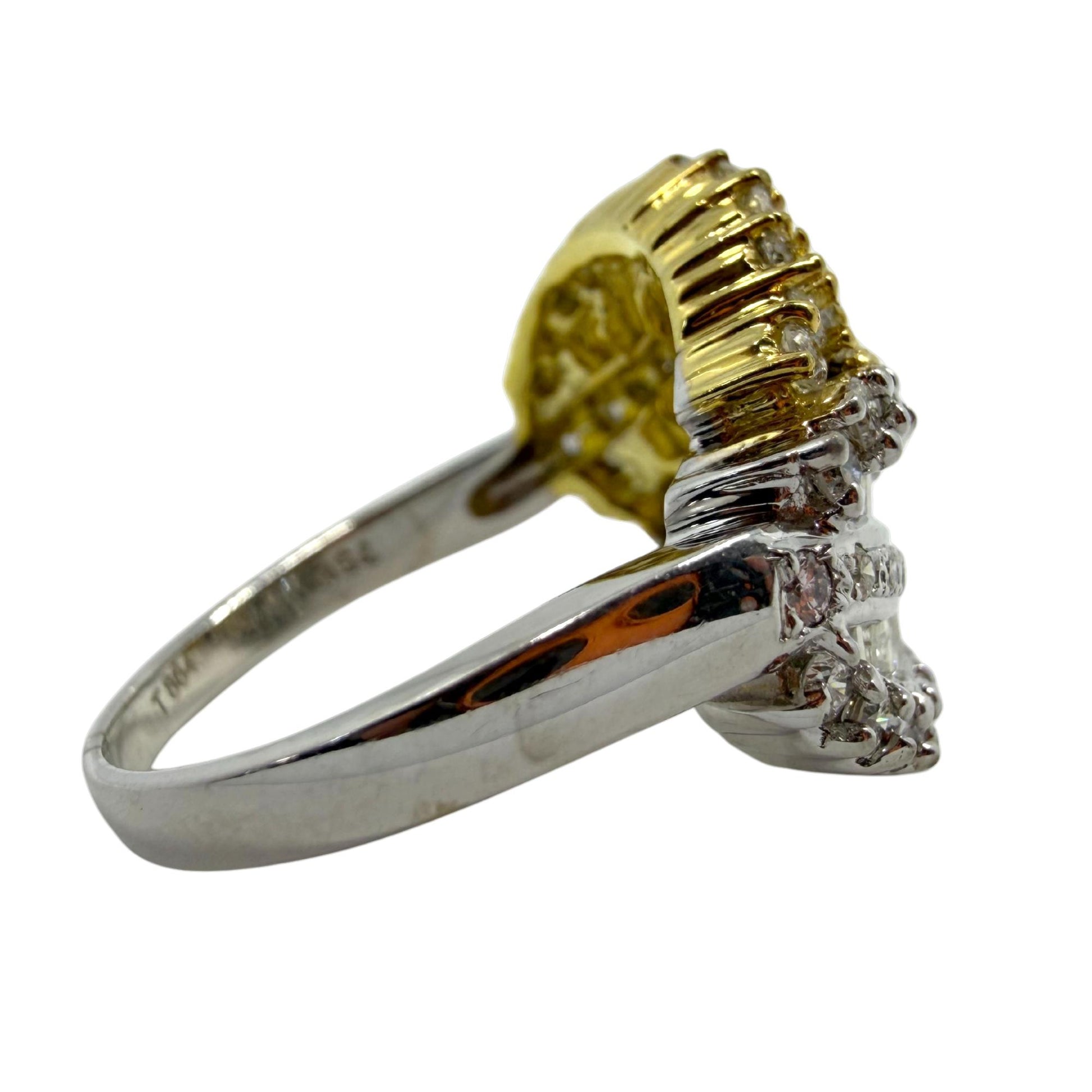 18K Two Tone Tapered Baguette Cut Diamond Ring