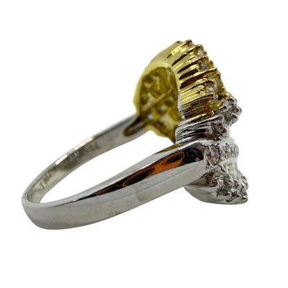 18K Two Tone Tapered Baguette Cut Diamond Ring