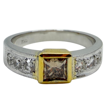 18K Two Tone White and Brown Diamond Band