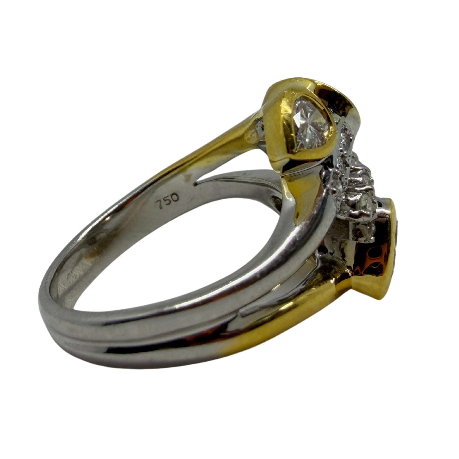 18K Two Tone Pear Cut Diamond Ring