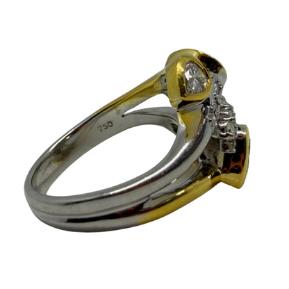 18K Two Tone Pear Cut Diamond Ring
