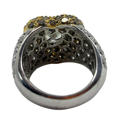 18K Two Tone Heart Shaped White and Brown Diamond Ring