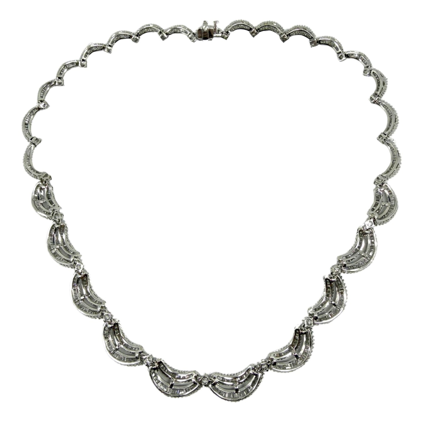 18K White Gold 12.15 Baguette Cut Diamond Choker Necklace