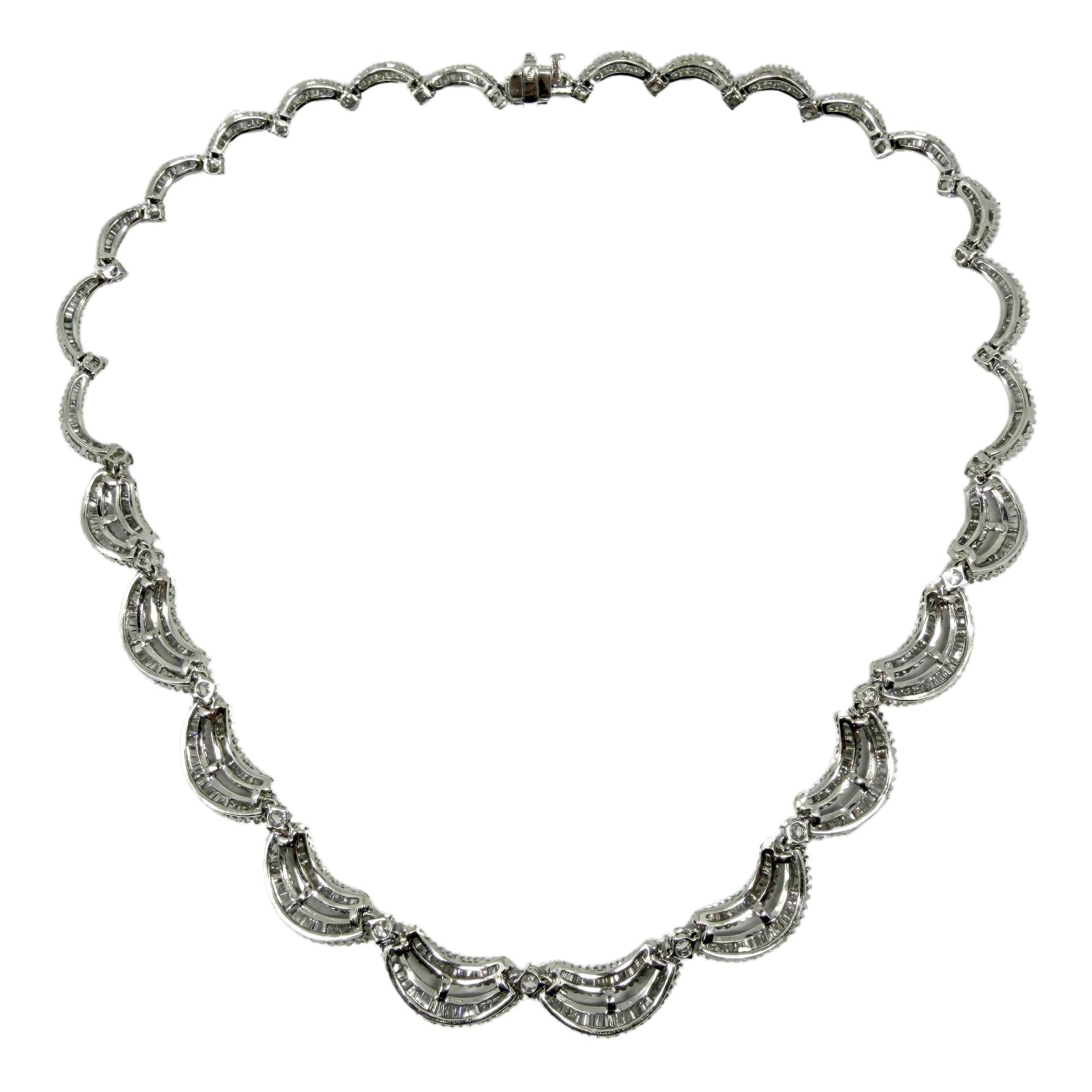 18K White Gold 12.15 Baguette Cut Diamond Choker Necklace