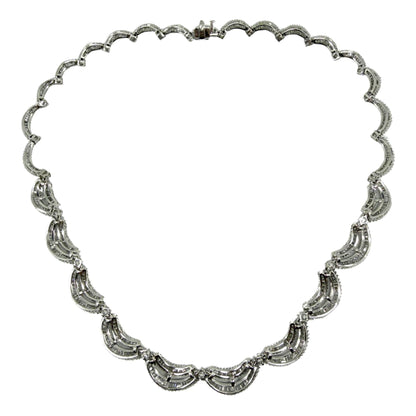 18K White Gold 12.15 Baguette Cut Diamond Choker Necklace