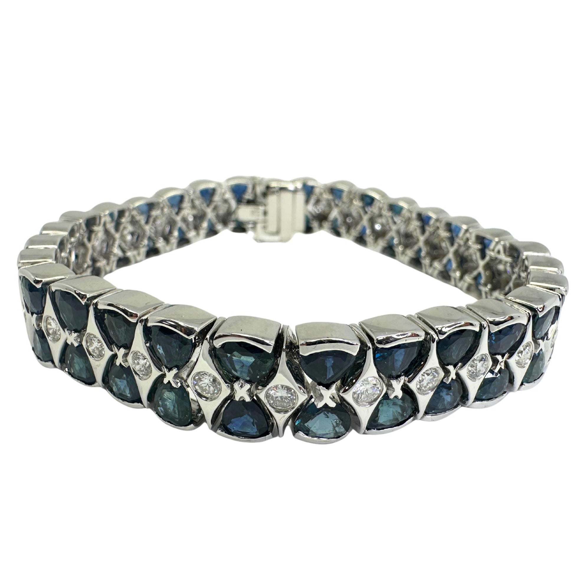 18K White Gold Diamond and Sapphire Bracelet