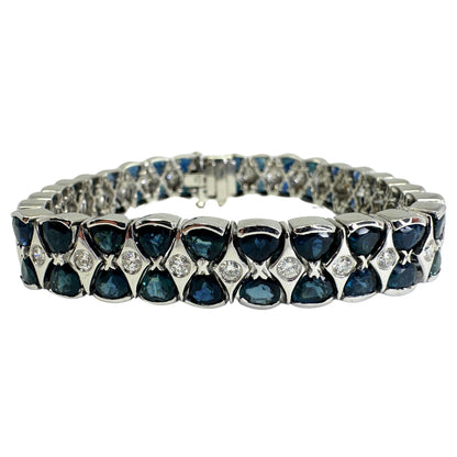 18K White Gold Diamond and Sapphire Bracelet