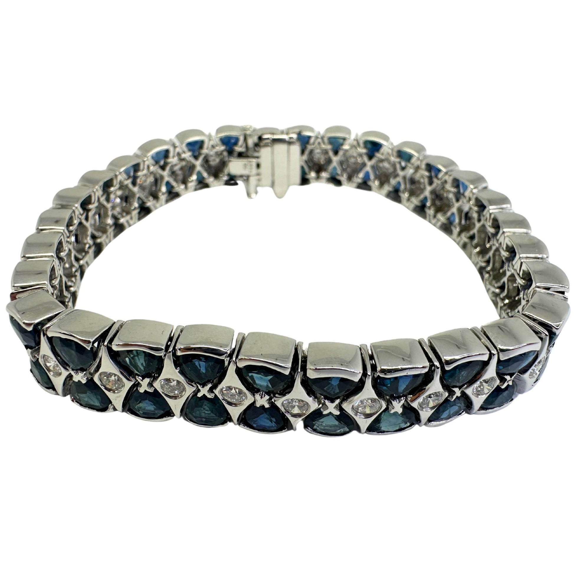 18K White Gold Diamond and Sapphire Bracelet