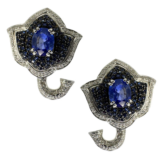 18k White Gold Diamond and Sapphire Earrings