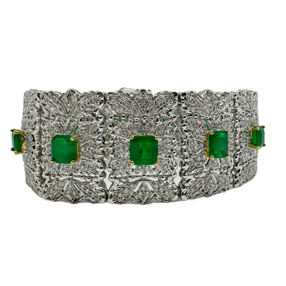 18K Diamond and Emerald Bracelet