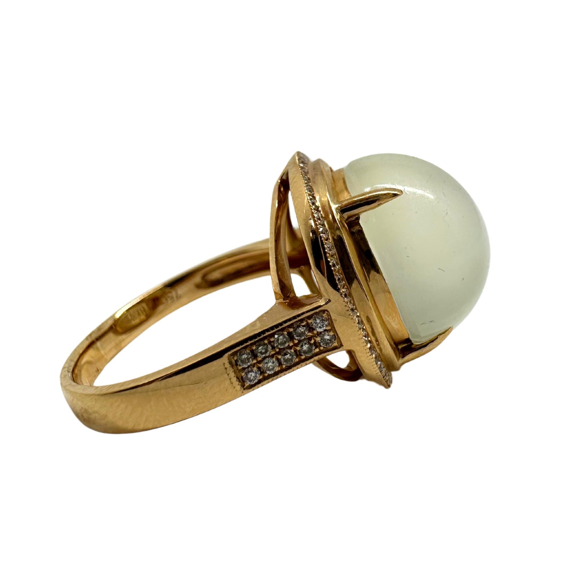 18K Rose Gold Diamond and Moonstone Cocktail Ring