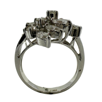 18K White Gold Marquise Cut Diamond Cluster Ring