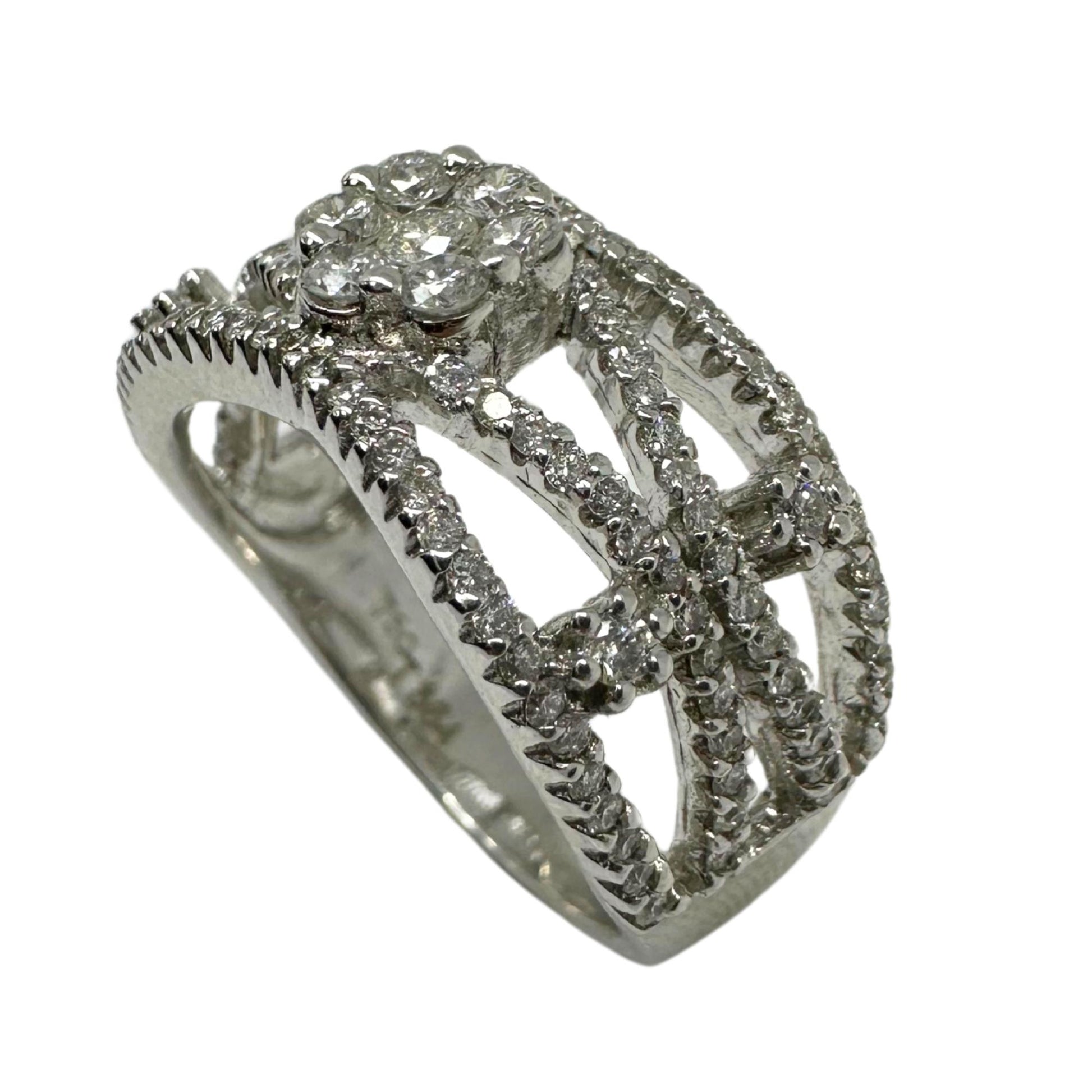 18K White Gold Diamond Wide Band Ring