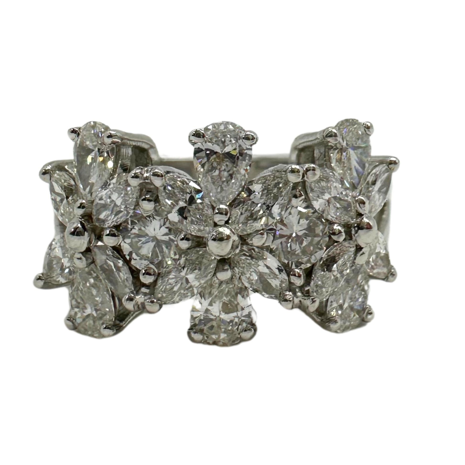 18K White Gold Marquise and Pear Cut Diamond Band Ring