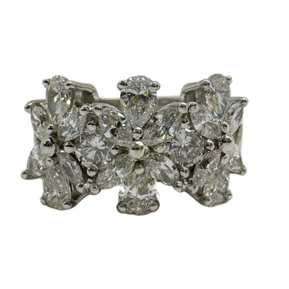 18K White Gold Marquise and Pear Cut Diamond Band Ring