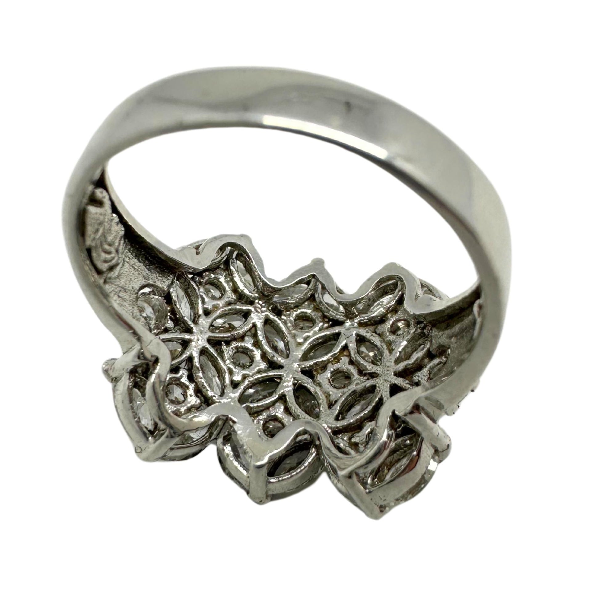 18K White Gold Marquise Cut Diamond Wide Band Ring