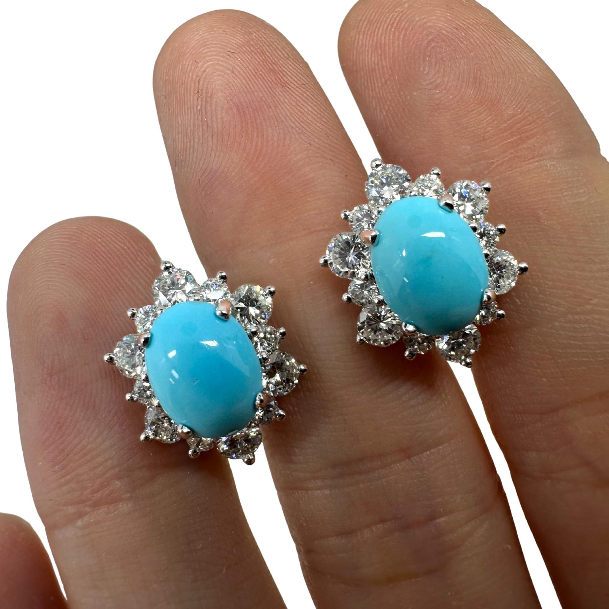 Platinum Turquoise and Diamond Earrings