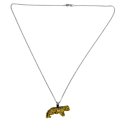 18K Yellow Gold Yellow Sapphire and Diamond Panther Pendant Necklace