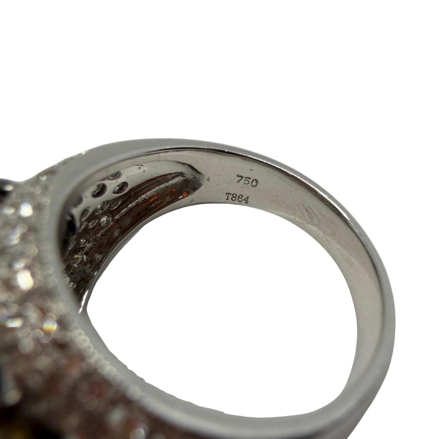 18k White and Champagne Brown Marquise Cut Diamond Wide Band Ring