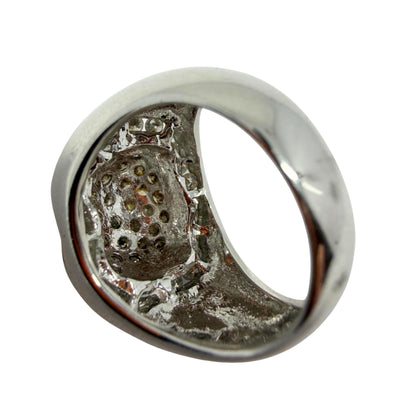 14K White Gold Brown and White Diamond Wide Band Dome Ring