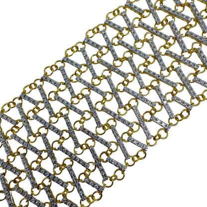 18K Yellow Gold Diamond Lattice Bracelet - 7 inches