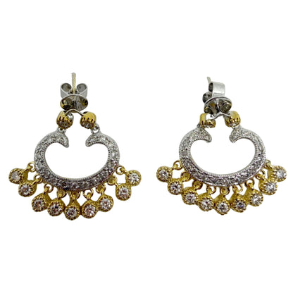 18K Two Tone 1.02 Carat Diamond Chandelier Drop Earrings
