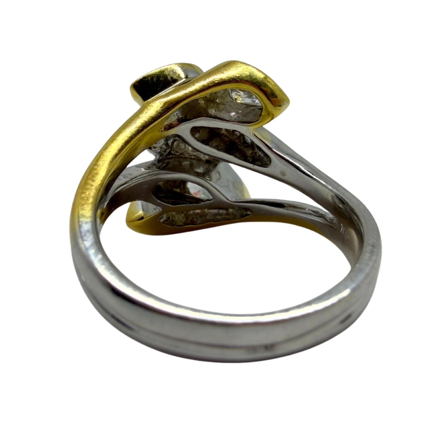 18K Two Tone Pear Cut Diamond Ring