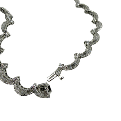 18K White Gold 12.15 Baguette Cut Diamond Choker Necklace