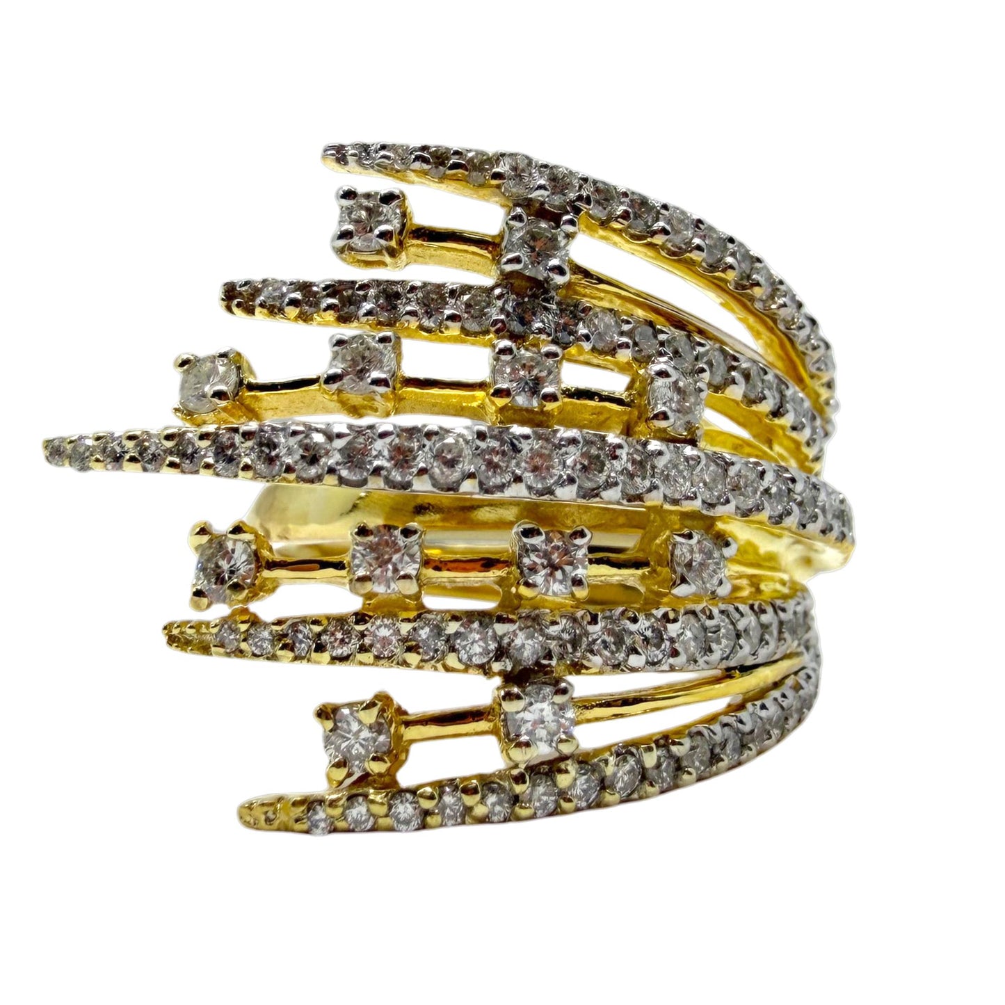 18K Yellow Gold 1.10 Carat Diamond Cocktail Ring - Size 6.50