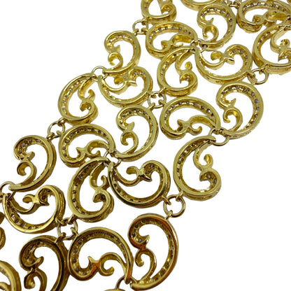 18K Yellow Gold 8.95 Carat Diamond Scroll Link Bracelet - 7 inches