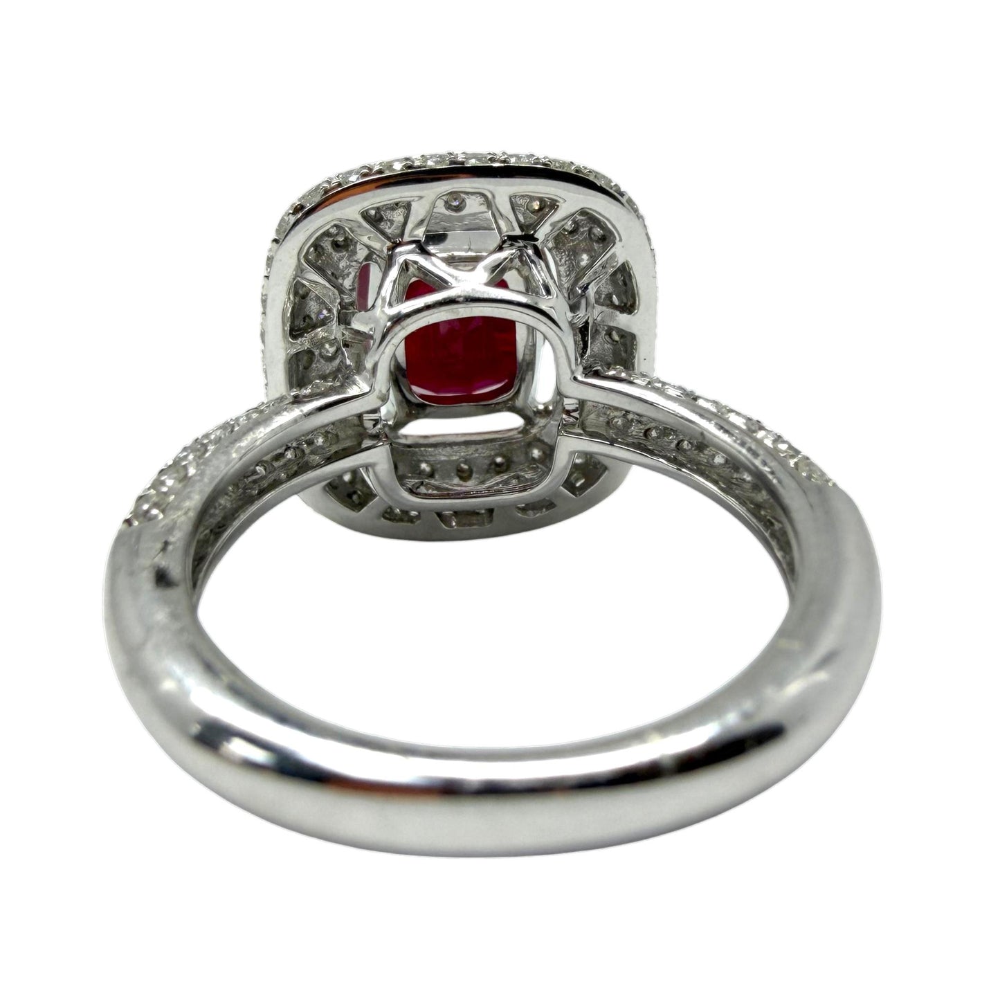 18k White Gold 3.19 Carat Ruby and Diamond Ring - Size 6.75