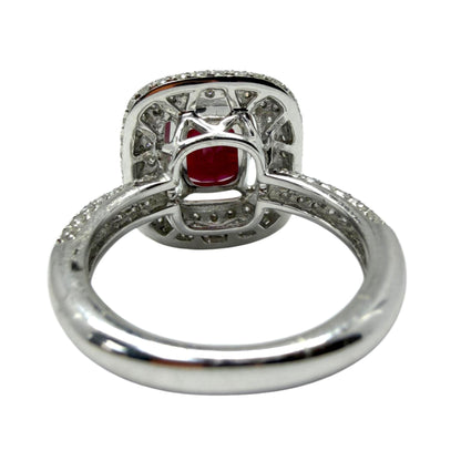 18k White Gold 3.19 Carat Ruby and Diamond Ring - Size 6.75