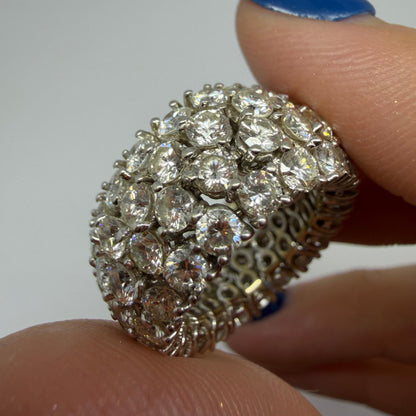 18K White Gold Estate 9.00 Carat Diamond Flexible Eternity Band - Size 6.5