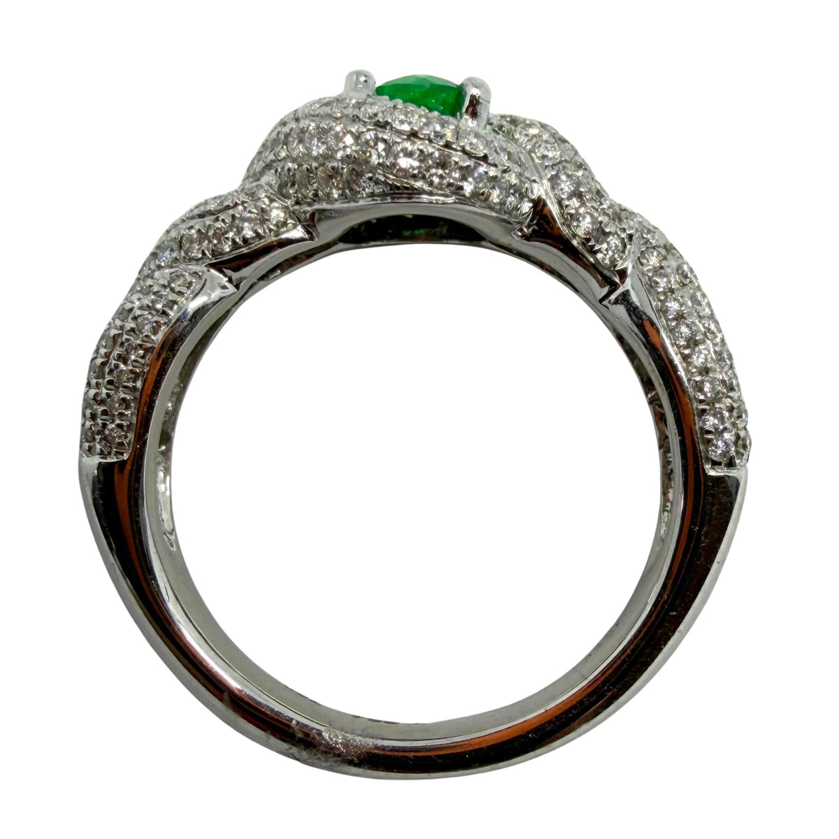 18K White Gold Diamond and Emerald Ring