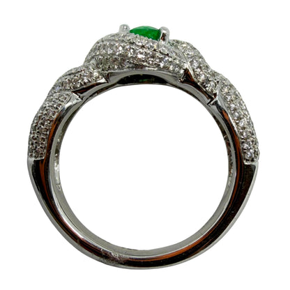 18K White Gold Diamond and Emerald Ring
