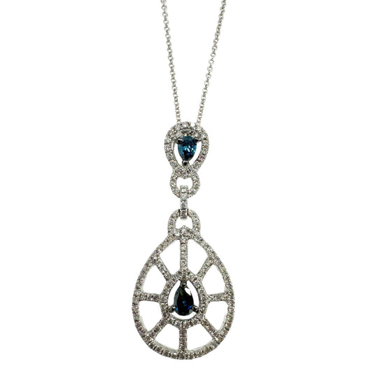 18k Blue and White Diamond Pendant Necklace