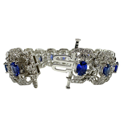 18K White Gold Diamond and Sapphire Bracelet